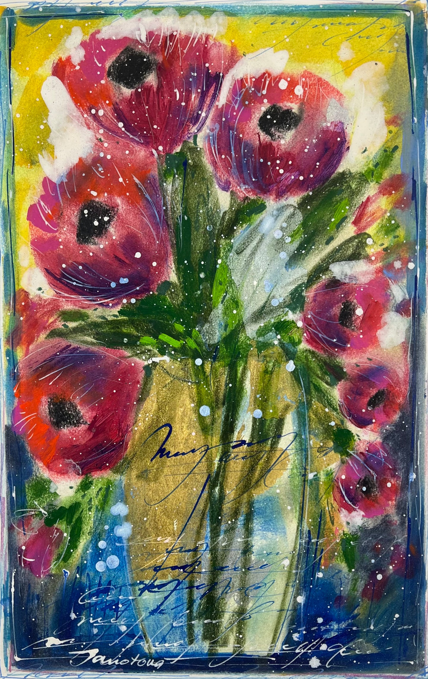 Janatova, Vitezlava, Blüten (Violett), 63 x 45cm, Mischtechnik, 2023