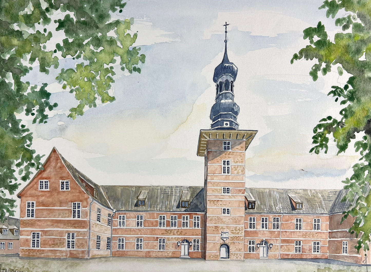 Janowitz, Philipp.H., Schloss vor Husum, 23,5 x 32cm, Aquarell