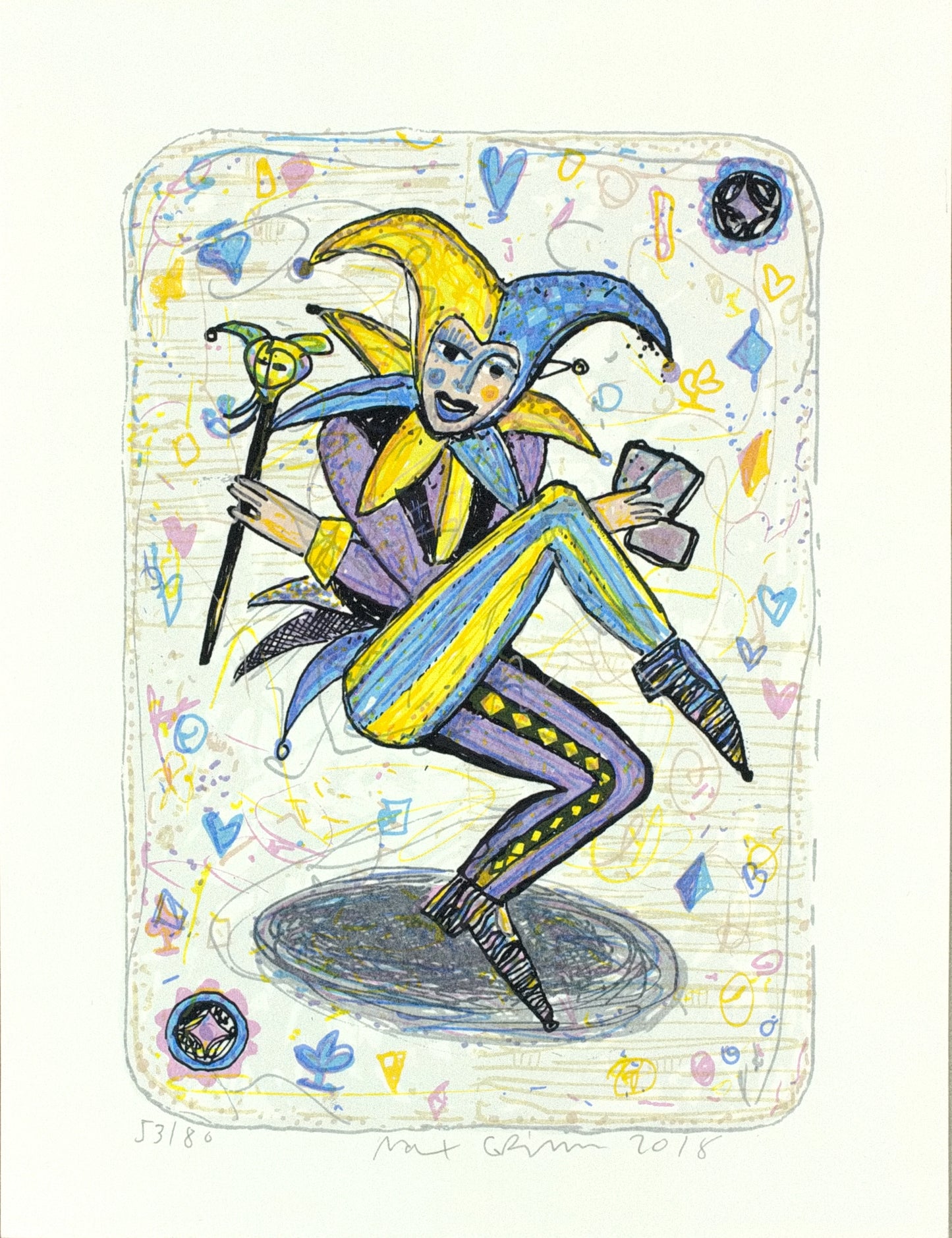 Grimm, Max, Joker, 17 x 12cm, 11/80, Siebdruck, 2018