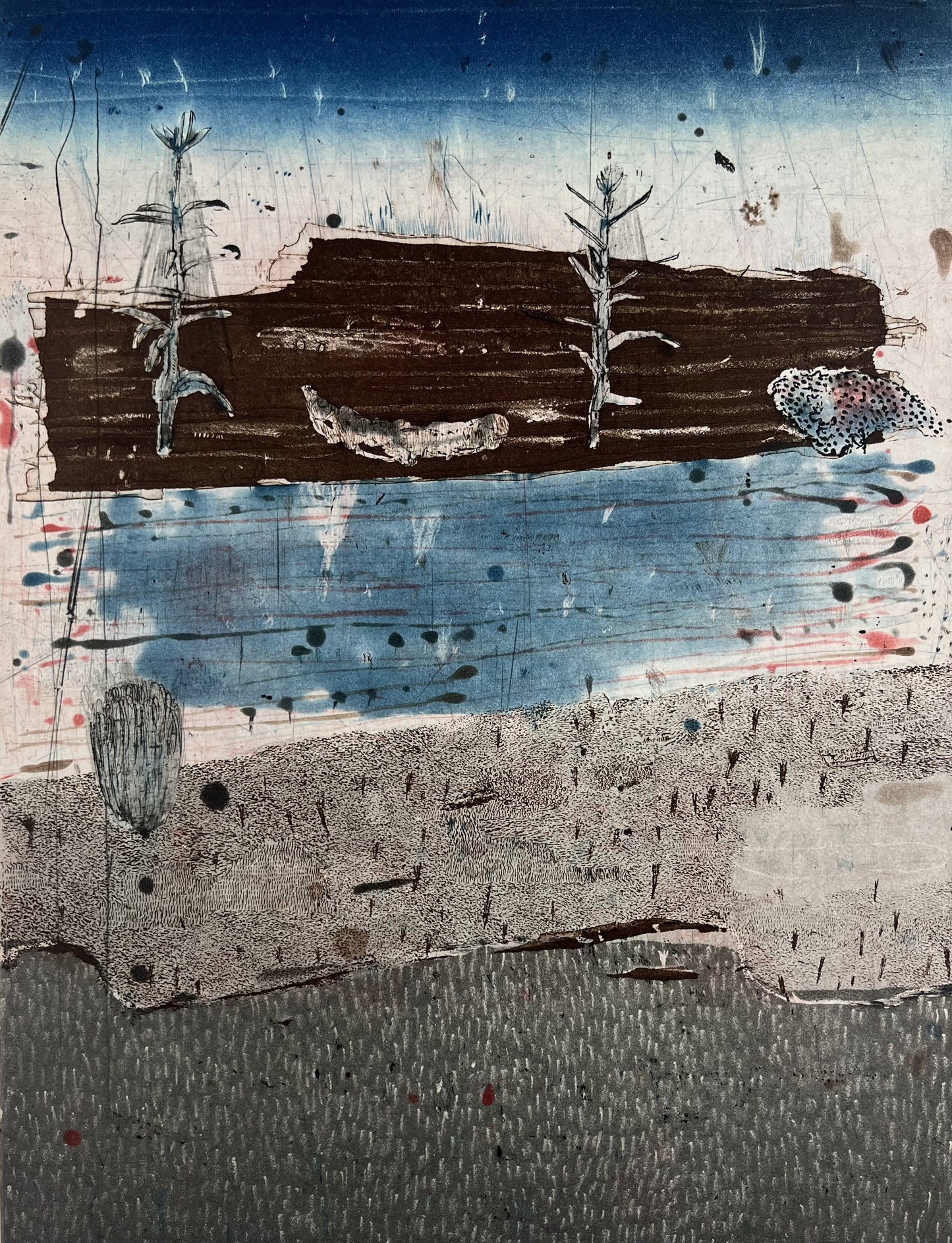 Behrendt, Falko, Juttas Garten "Spätherbst", 39 x 29,5cm, 12/15, Radierung, 2000