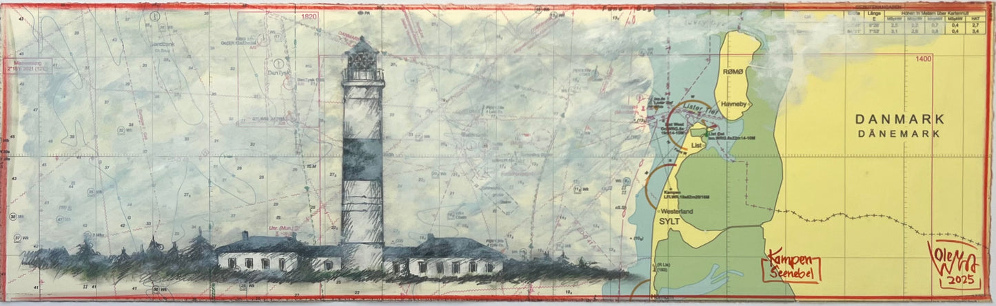 West, Ole, Kampen/Seenebel, 15 x 50cm, Mischtechnik, 2025