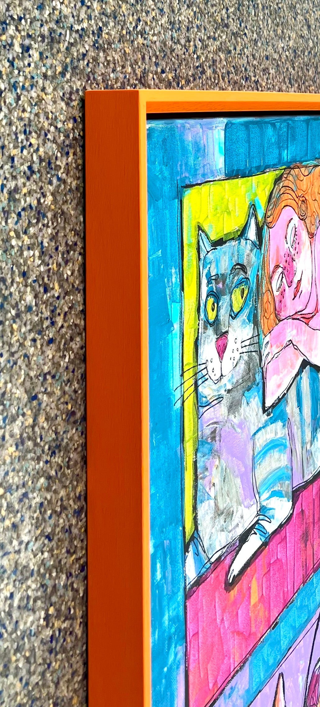 Monz, Lora, Katzenmutter, 100 x 70cm, Mischtechnik auf Leinwand