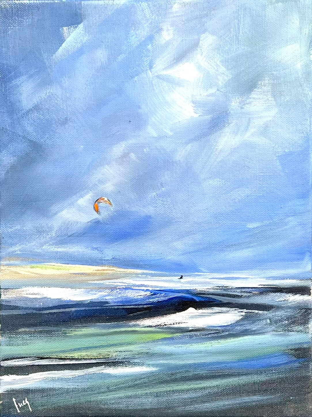 Ramm, Ines, Kitewaves, 40 x 30cm, Acrylgemälde, 2025