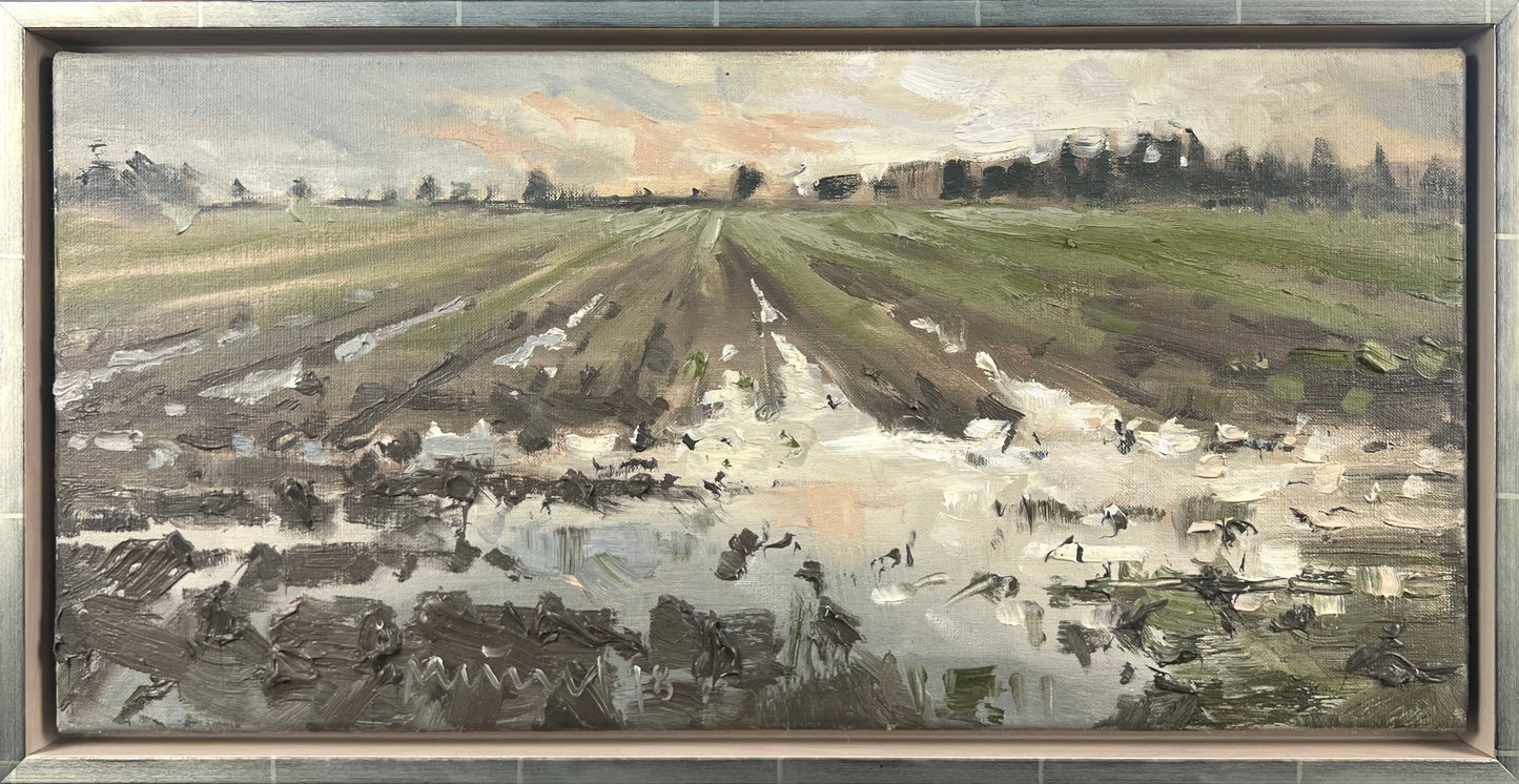 Meinel, Mathias, Felder bei Marne III, 24 x 50cm, Unikat, Öl auf Leinwand, 2018