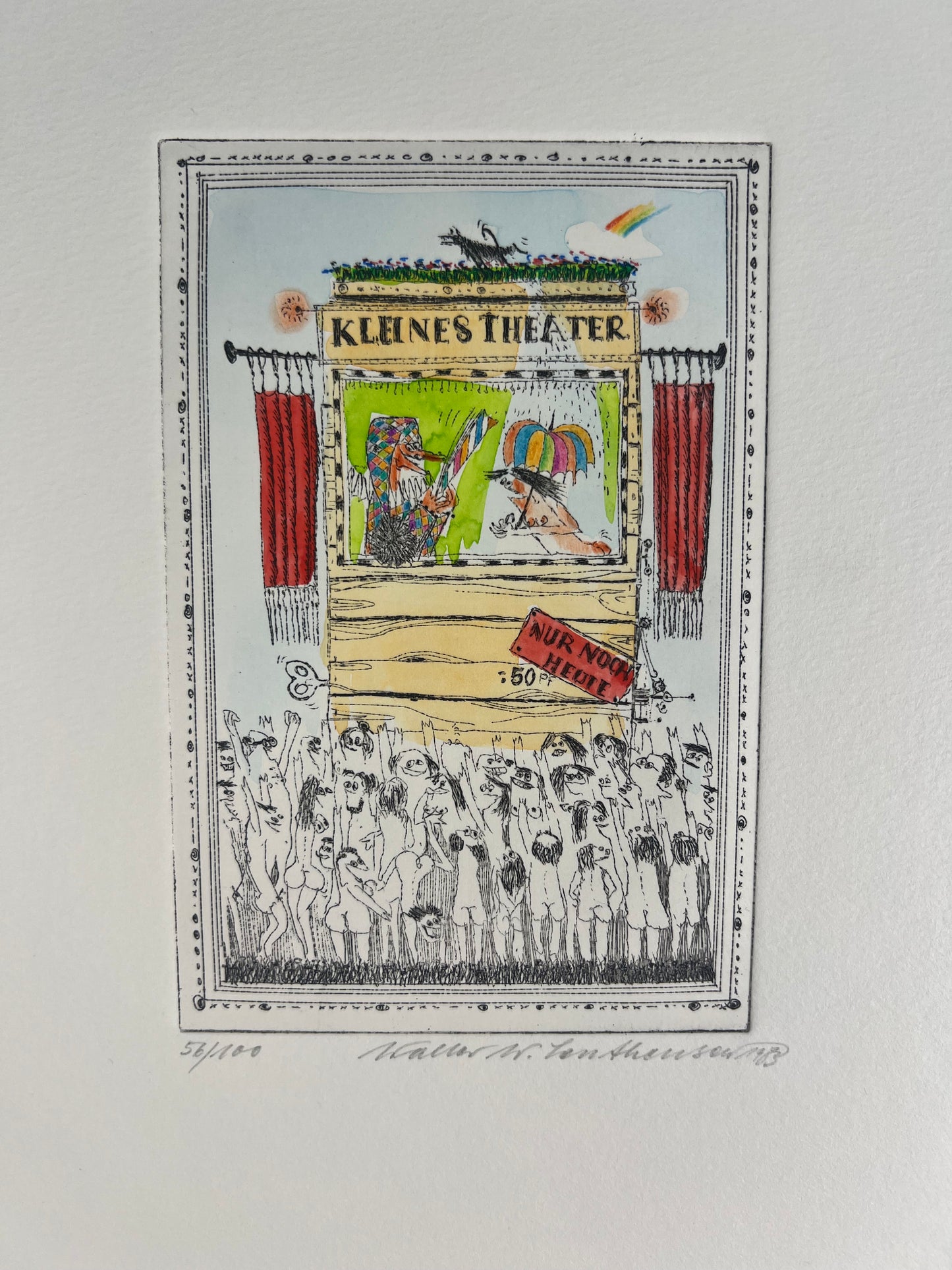 Leutheuser, Walter W., Kleines Theater, 15 x 10cm, 56/100, Radierung, 1983