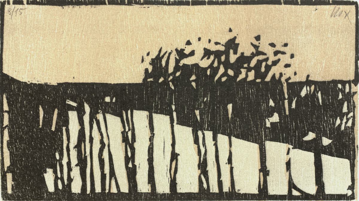 Knortz, Manuel, Am Fluss, Holzschnitt 8/15, 16,5 x 29 cm