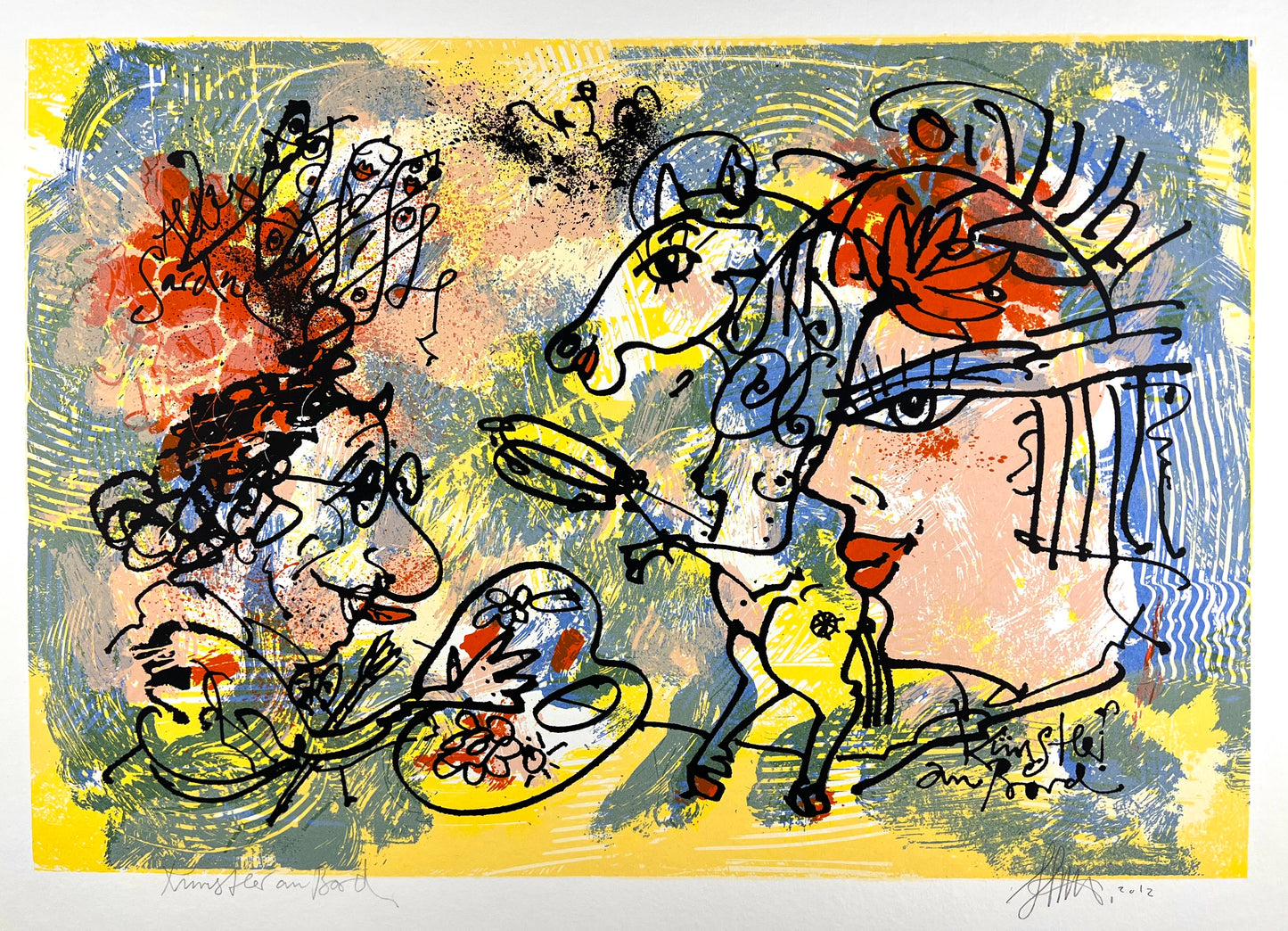 Büttner, Feliks, Künstler an Bord, 36 x 52cm, Siebdruck, 2012