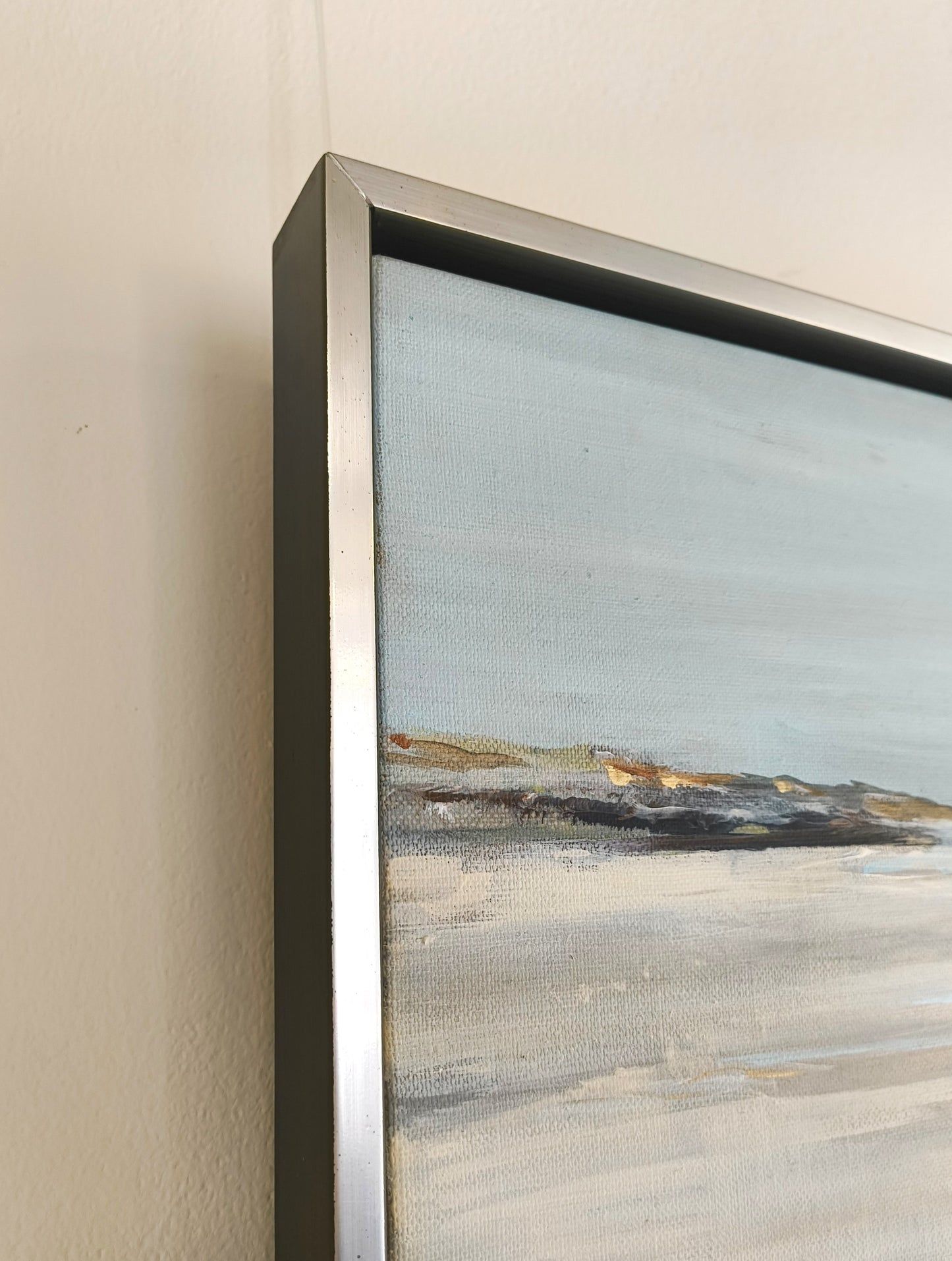 Ramm, Ines, Küstenstreifen, 2022, 40 x 120cm, Acryl auf Lw.