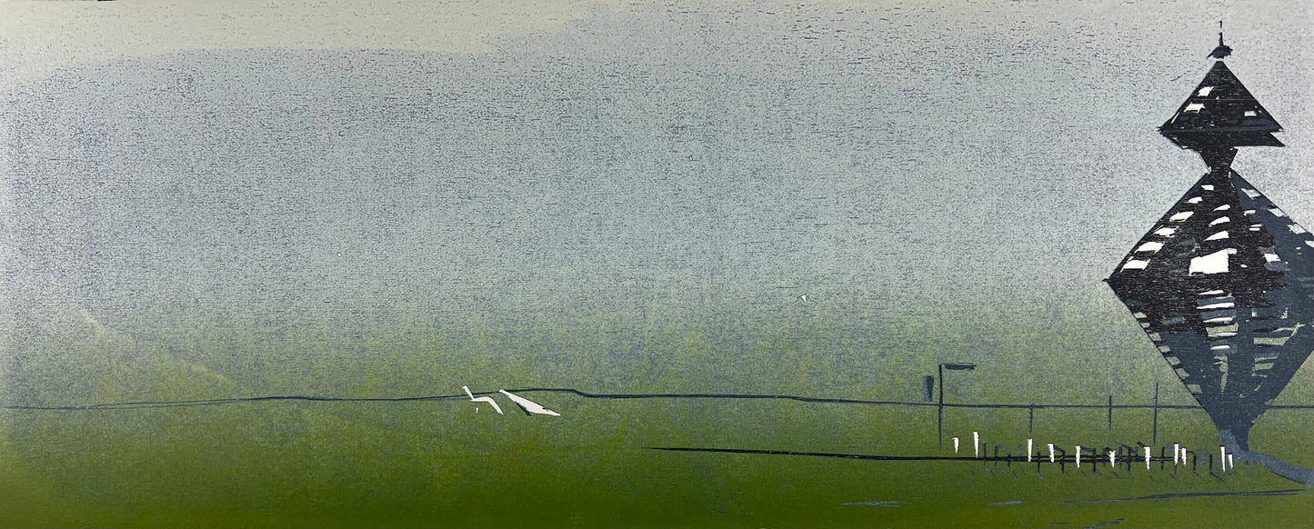 Nesterova, Anastasiya, Leitdamm-Bake, 36 x 76cm, 3/5, Farbholzschnitt