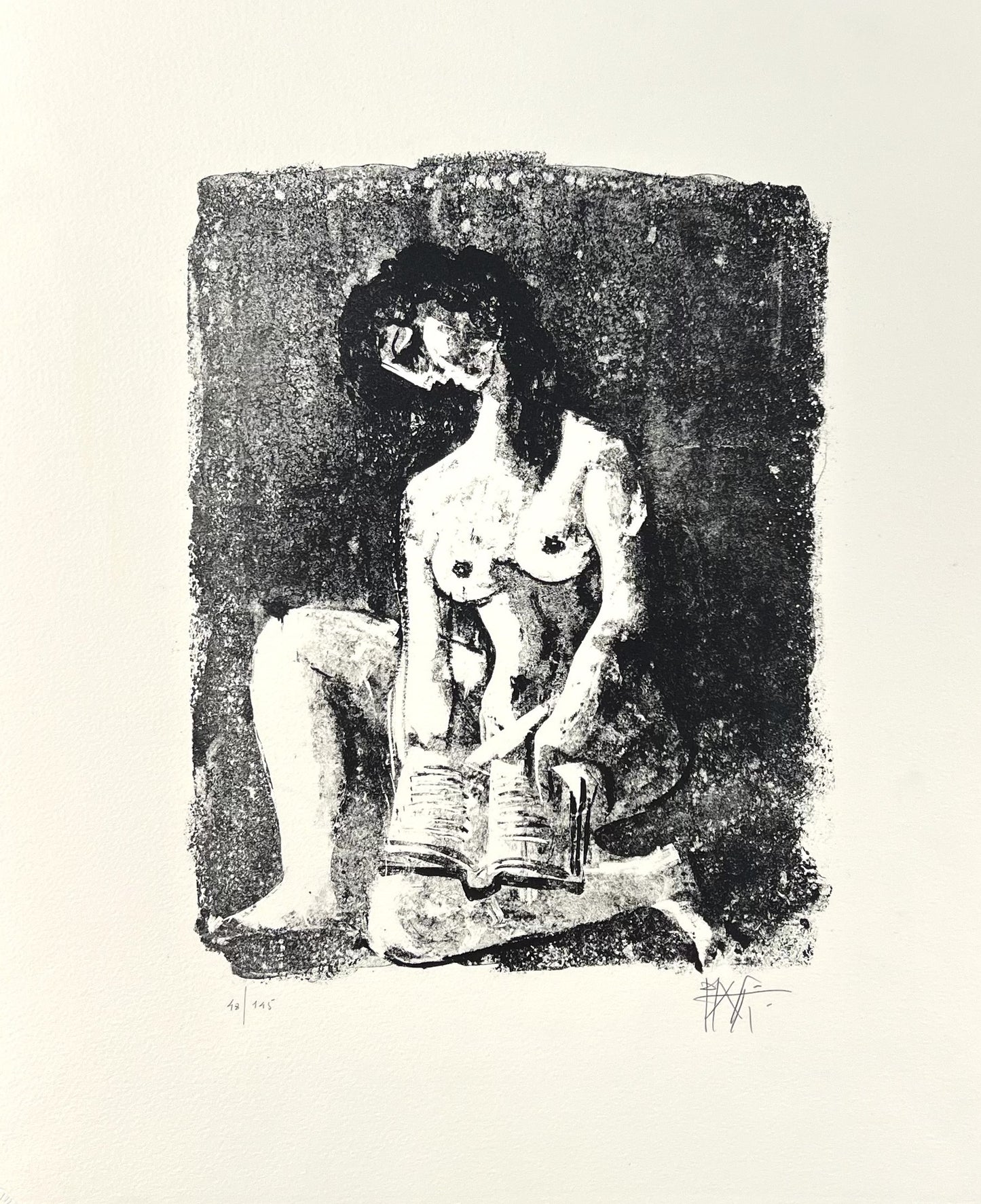 Piatti, Celestino, Lesende, 45 x 37,5cm, 48/145, Lithografie