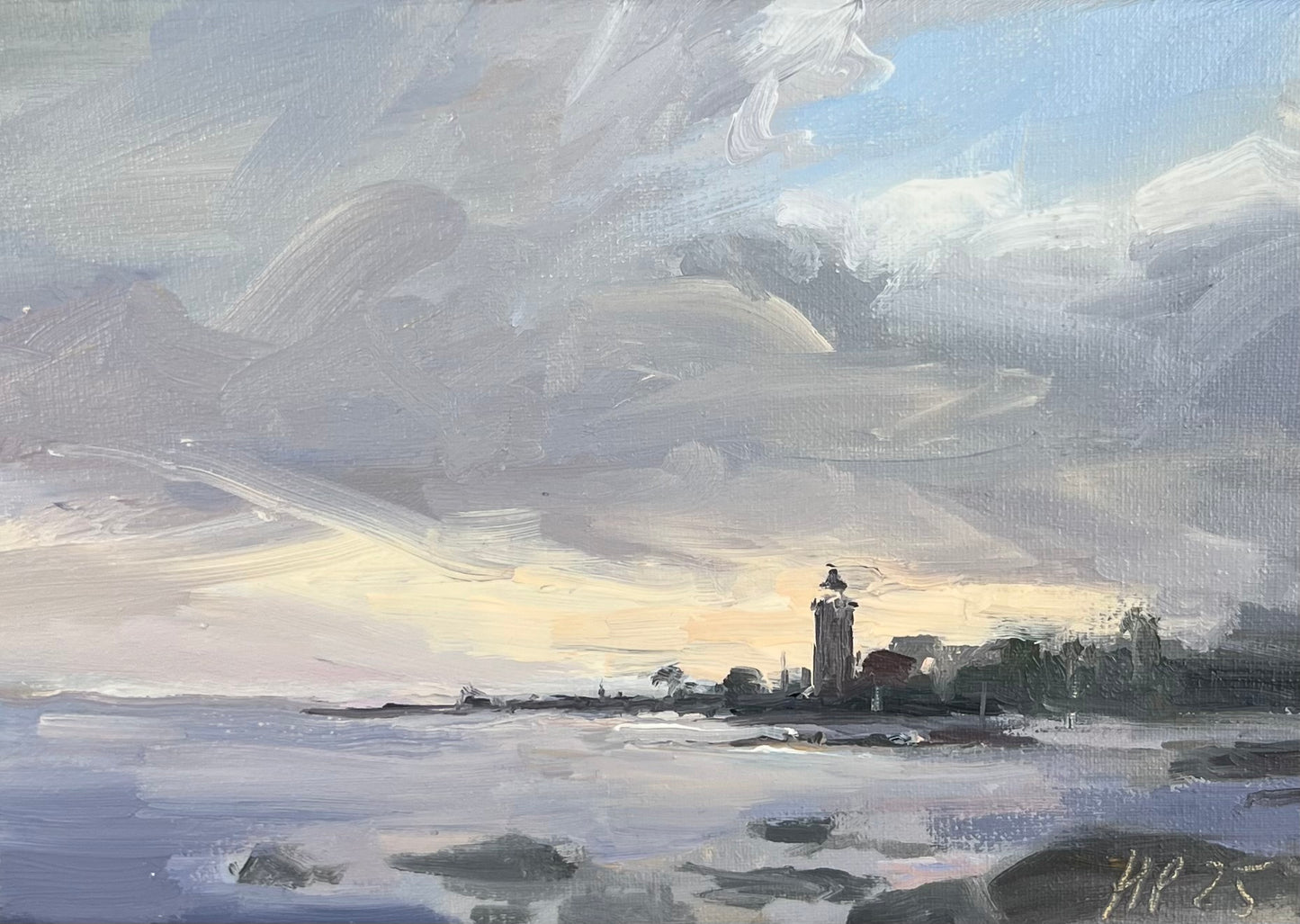 Petermann, Hanna, Leuchtturm Svaneke I, 13 x 18cm, Öl auf Leinwand, 2025