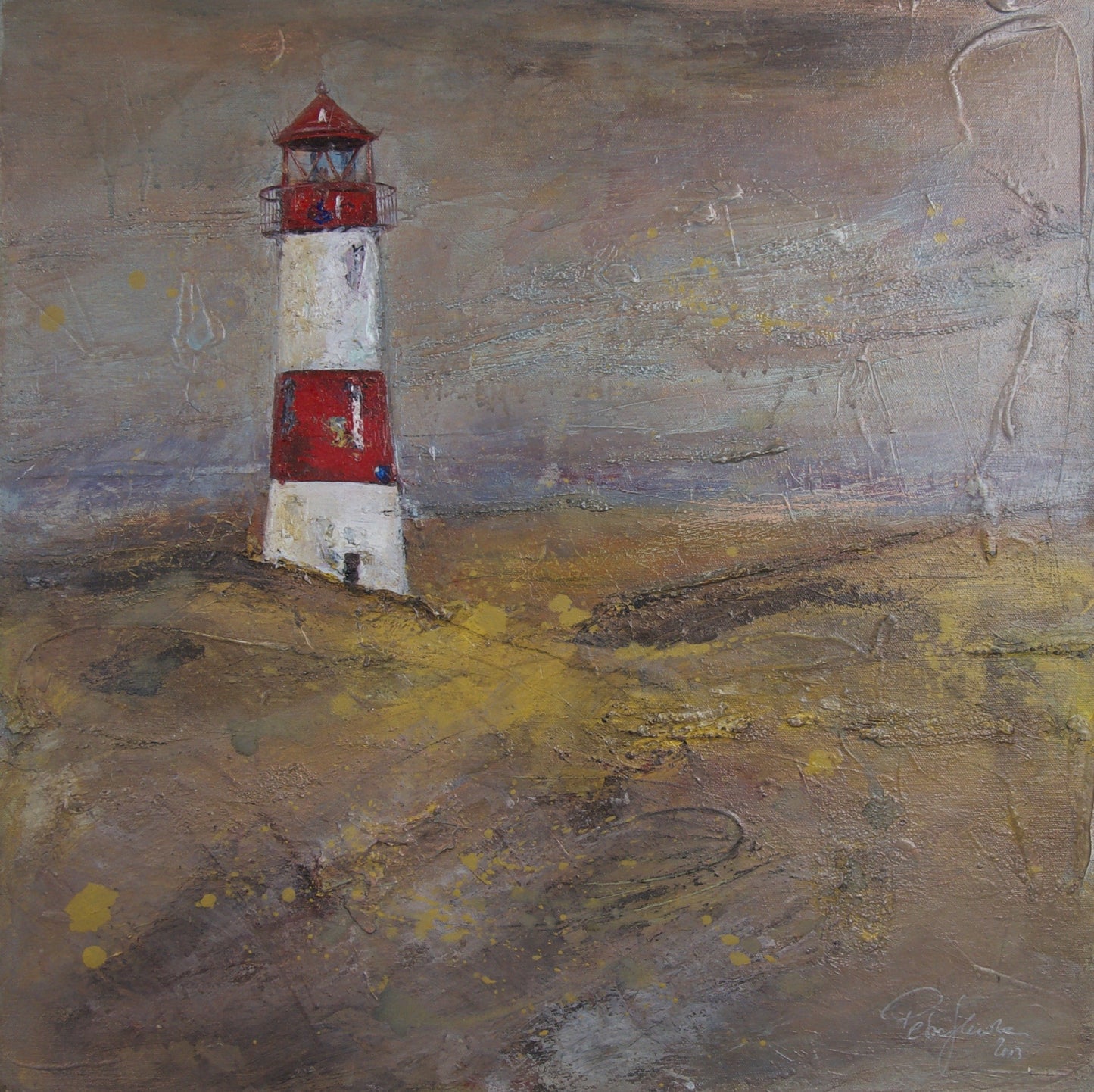 Jacobsen, Petra, Leuchtturm auf Sylt, 60 x 60cm, Mischtechnik