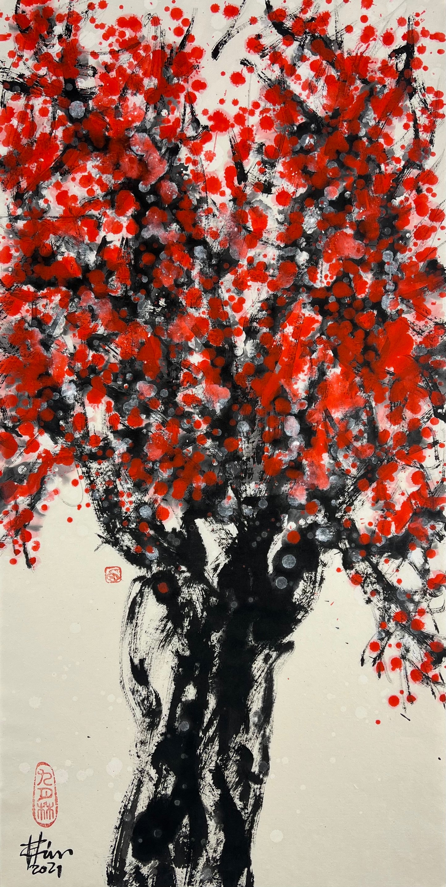 Lin, Yi Zeng, Großer Baum des Ulisi, 68,5 x 34cm, Unikat, Acryl