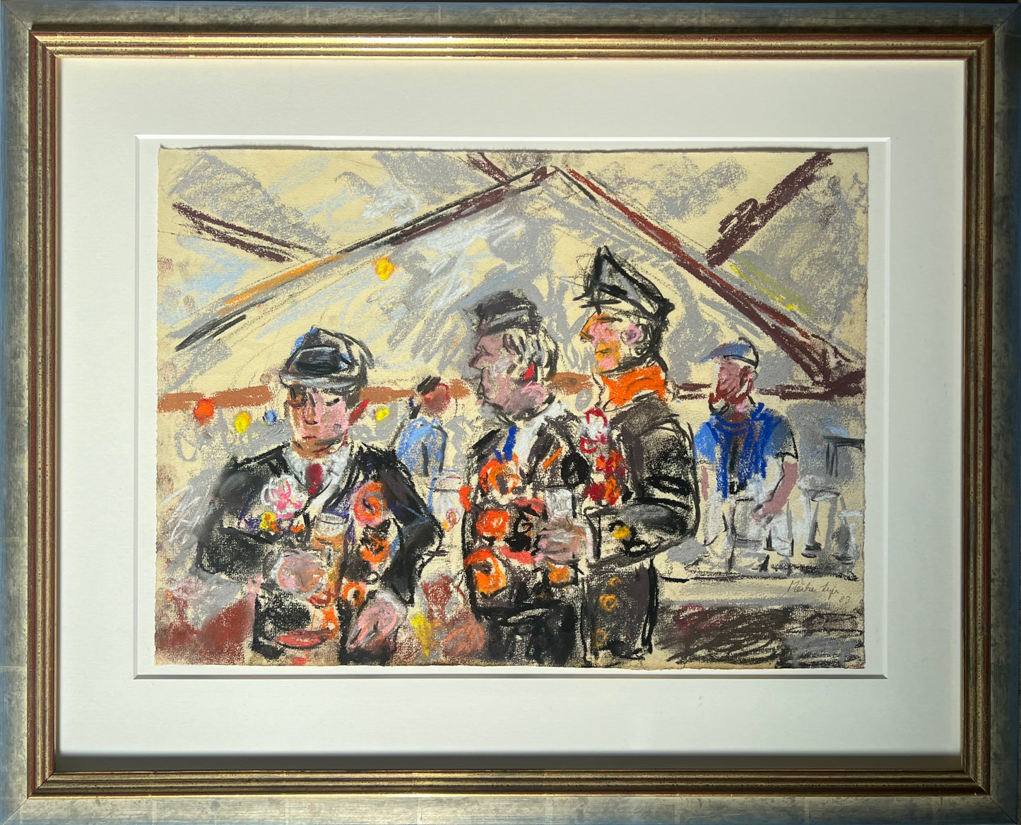 Lipp, Meike, Ringreiter im Festzelt, 2023, Unikat, Pastell, 35,5 x 49 cm
