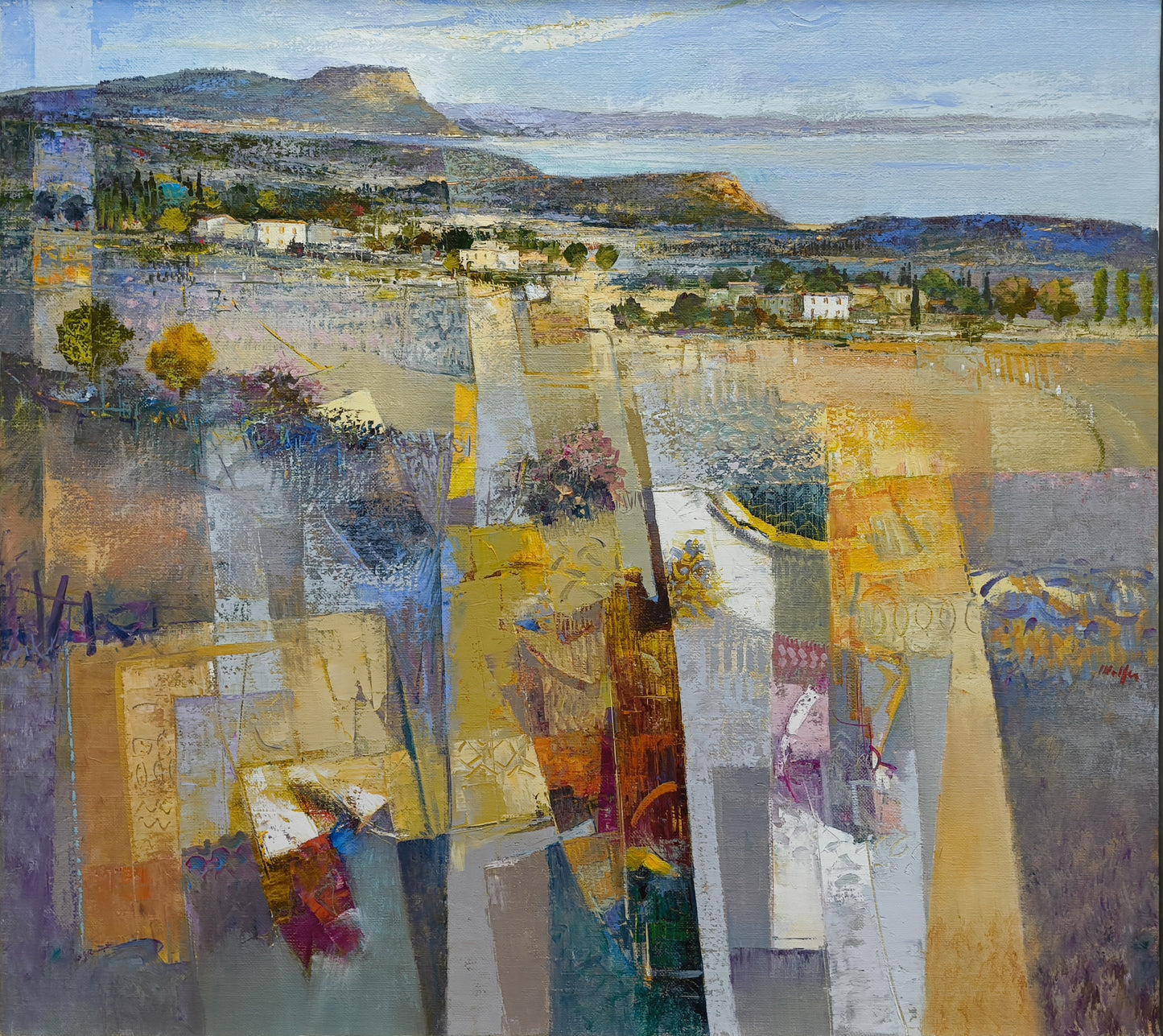 Malfer, Mario, Südliche Landschaft, 90 x 100cm, Öl auf Leinwand