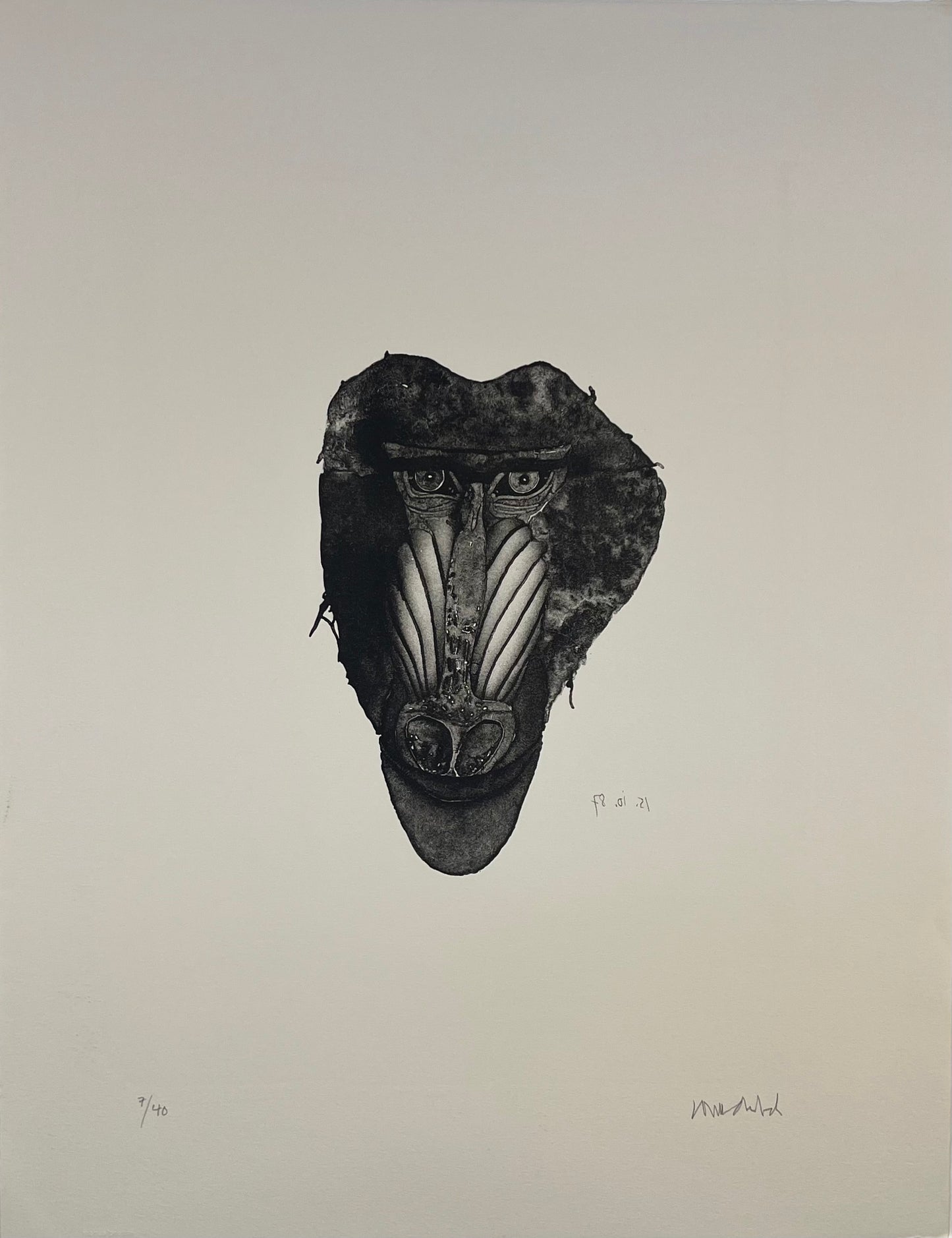 Wunderlich, Paul, Mandrill Gesicht, 7/40, Heliografie, 1987