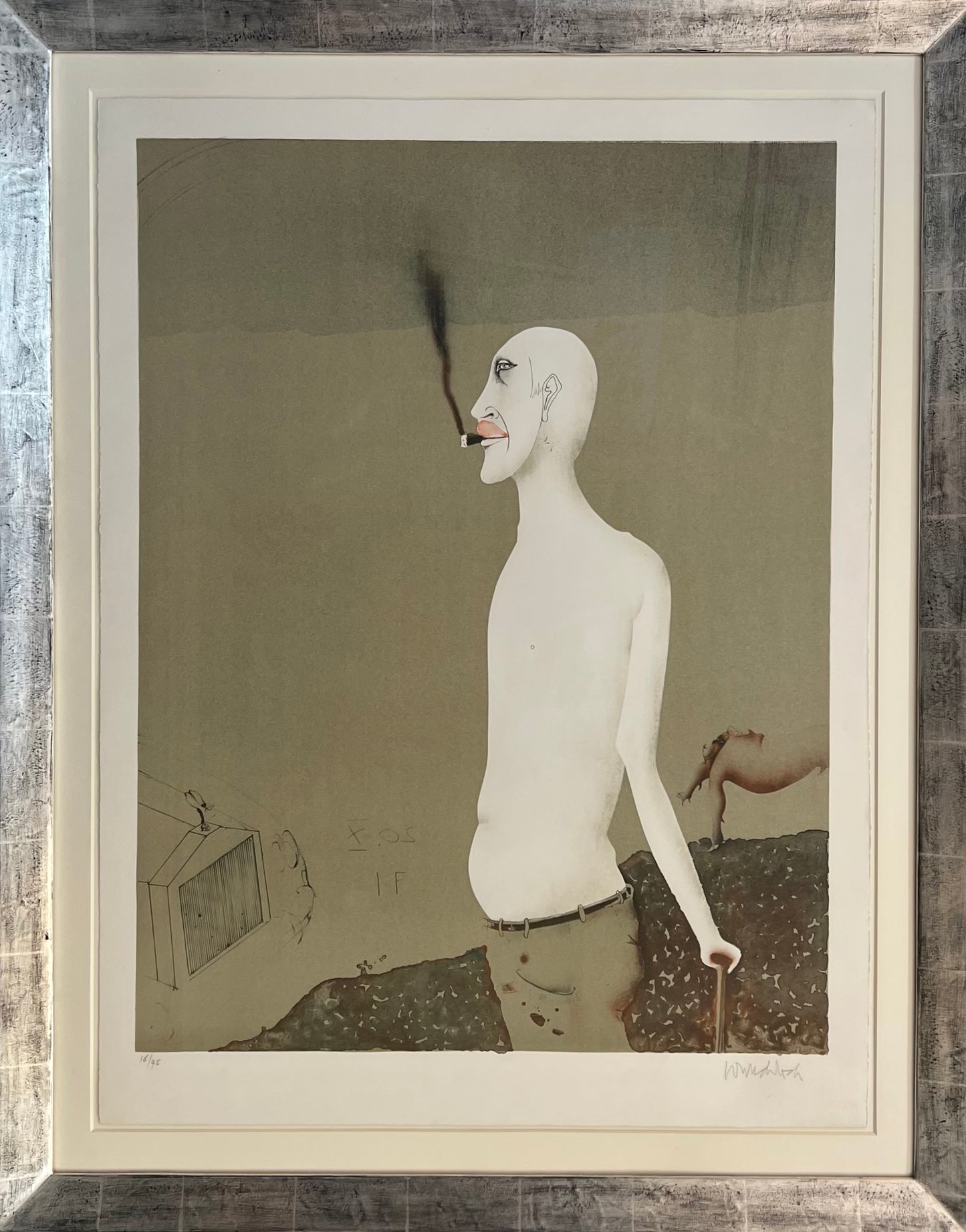 Wunderlich, Paul, Mann mit Zigarette, 75 x 57cm, 16/95, Farblithografie