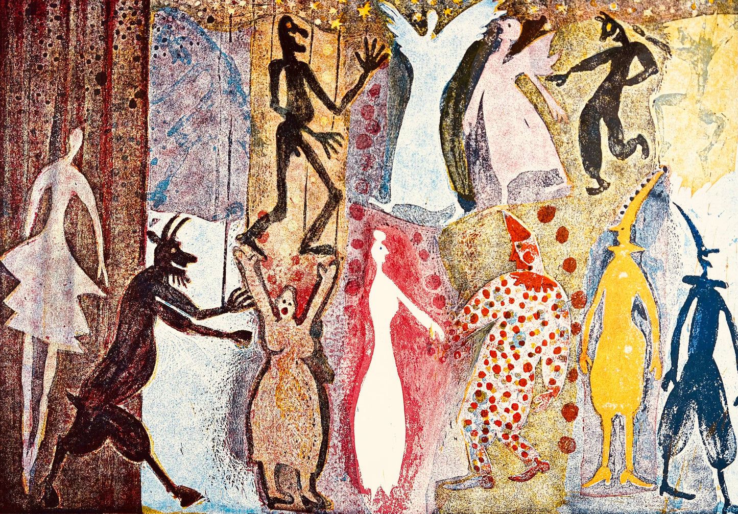 Mott-Dreizler, Gisela, Marionetten, 33,5 x 48cm, Lithografie