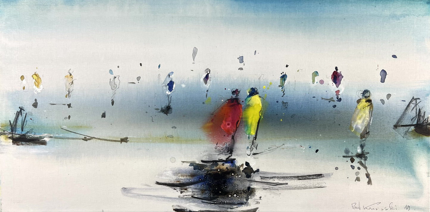 Kaminski, Paul, Menschen am Horizont, 50 x 100cm, Öl & Acryl auf Leinwand