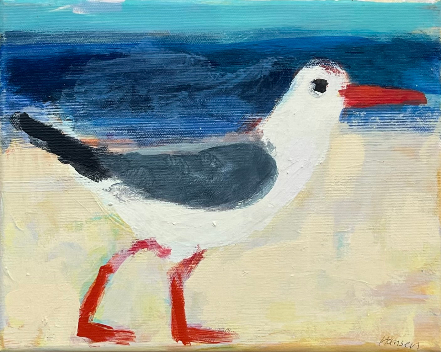 Hansen, Ulrike, Möwe läuft, 24 x 30cm, Eitempera, 2025