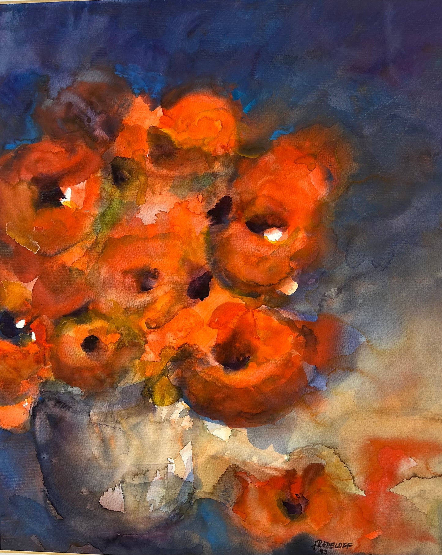 Radeloff, Jens, Mohn-Strauß, 55 x 45cm, Aquarell auf Japanpapier