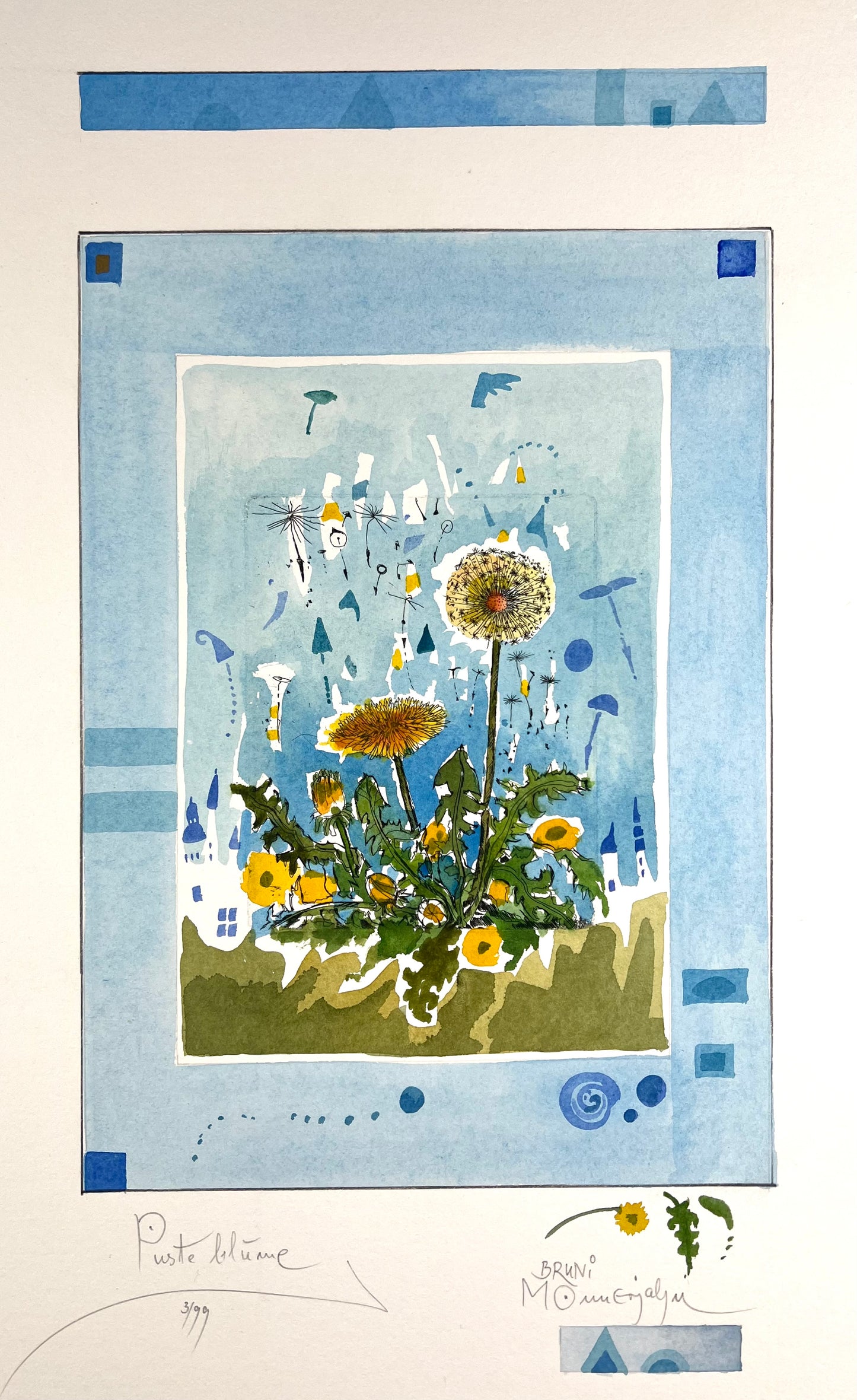 Monnerjahn,Bruni, Pusteblume, 69,5 x 49.5cm, Radierung coloriert