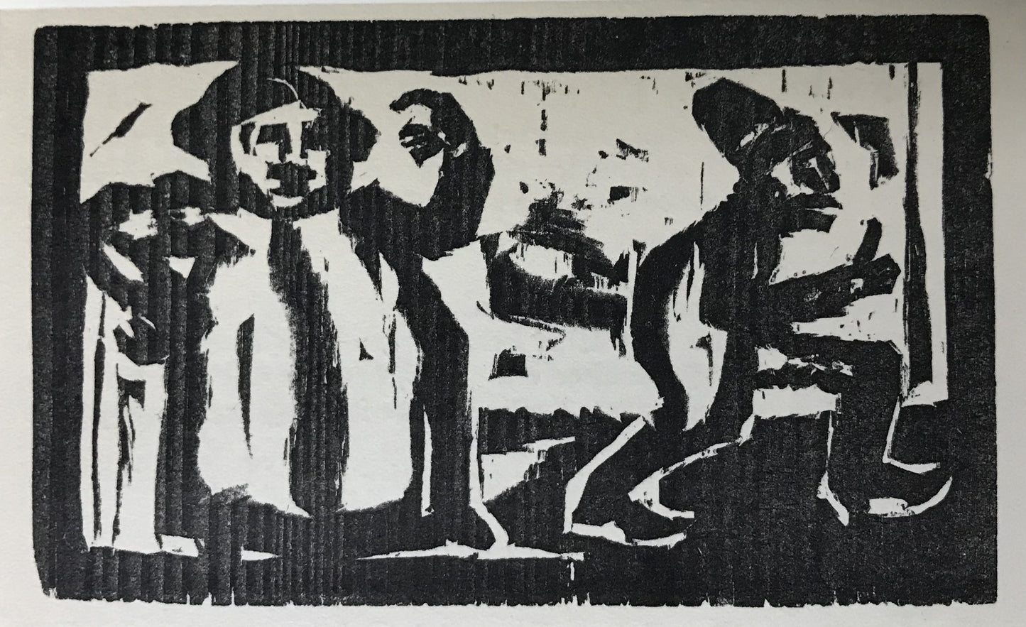 Nolde, Emil, Dicke Frau und dünner Mann, 6,3 x 10,6cm, Holzschnitt, 1924