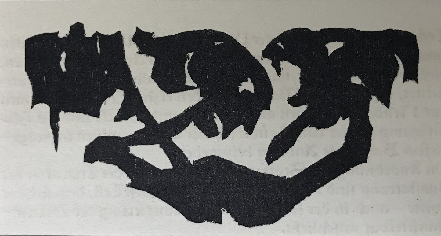 Nolde, Emil, Drei groteske Wurzelköpfe aus einer gemeinsamen Basis wachsend,5 x 9,5cm, Holzschnitt