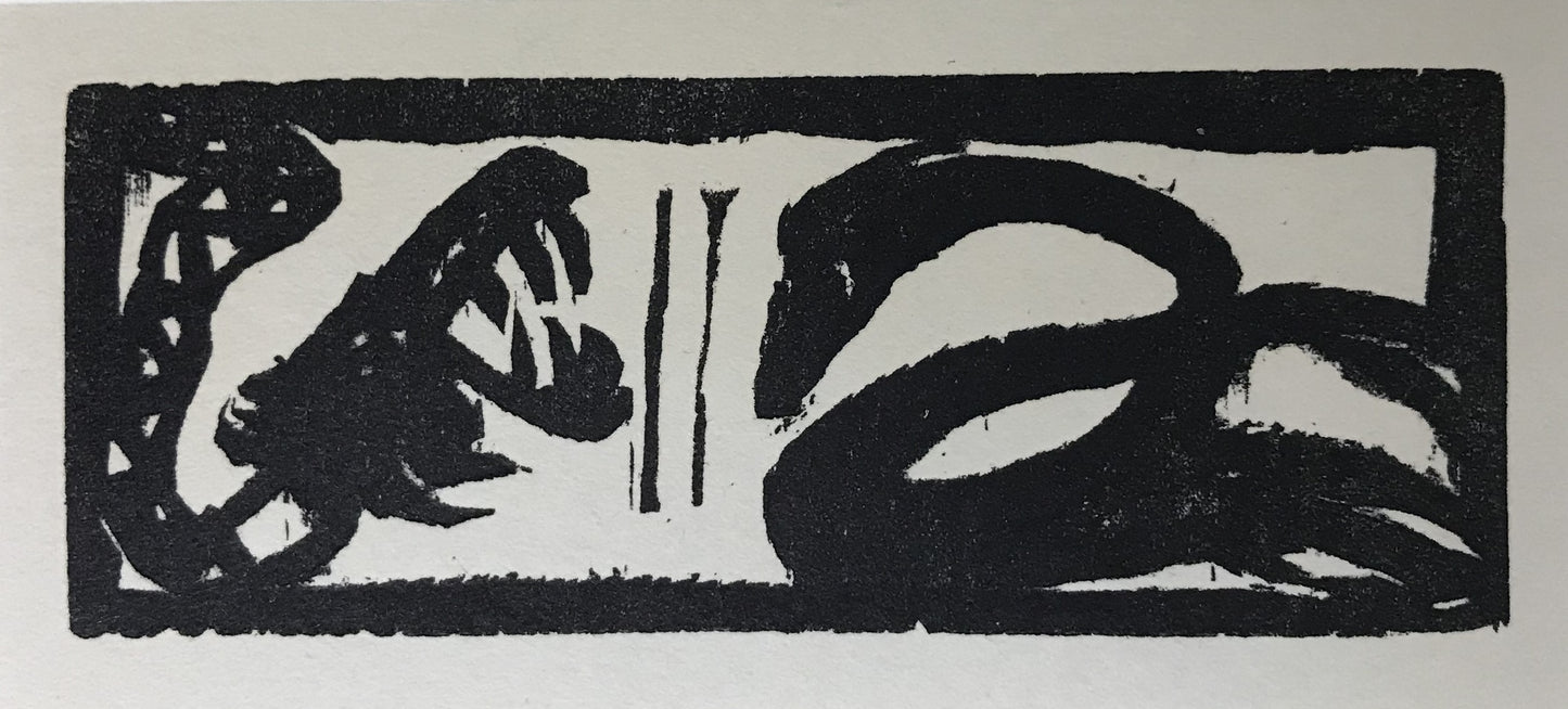 Nolde, Emil, Schlange und Schwan, 4,1 x 10,6cm, Holzschnitt