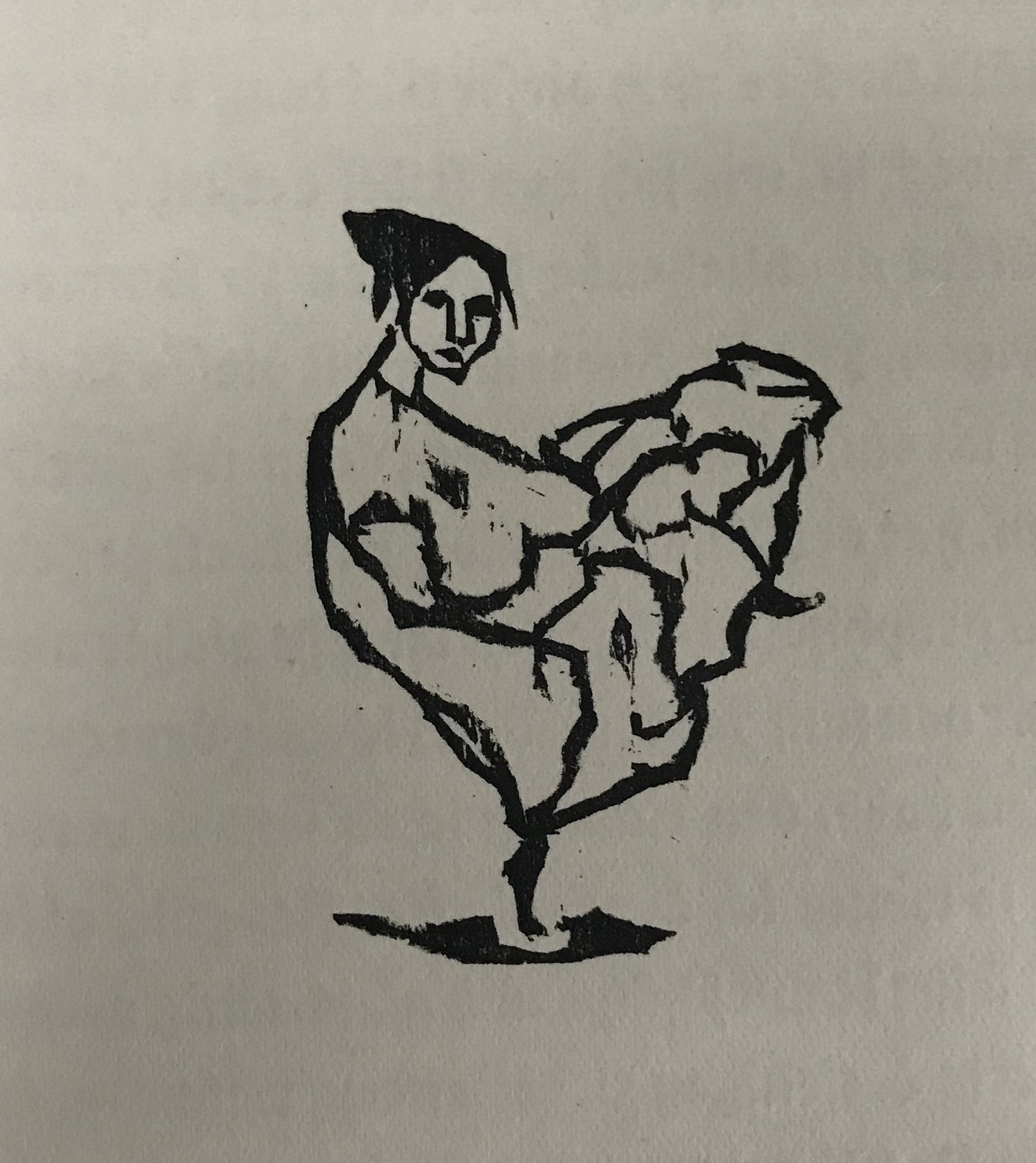 Nolde, Emil, Tänzerin in langem, hellem Kleid, 6,3 x 4,5cm, Holzschnitt,1910