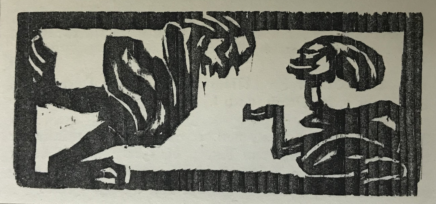 Nolde, Emil, Zwei phantastische Wesen, 4,6 x10,5cm, Holzschnitt