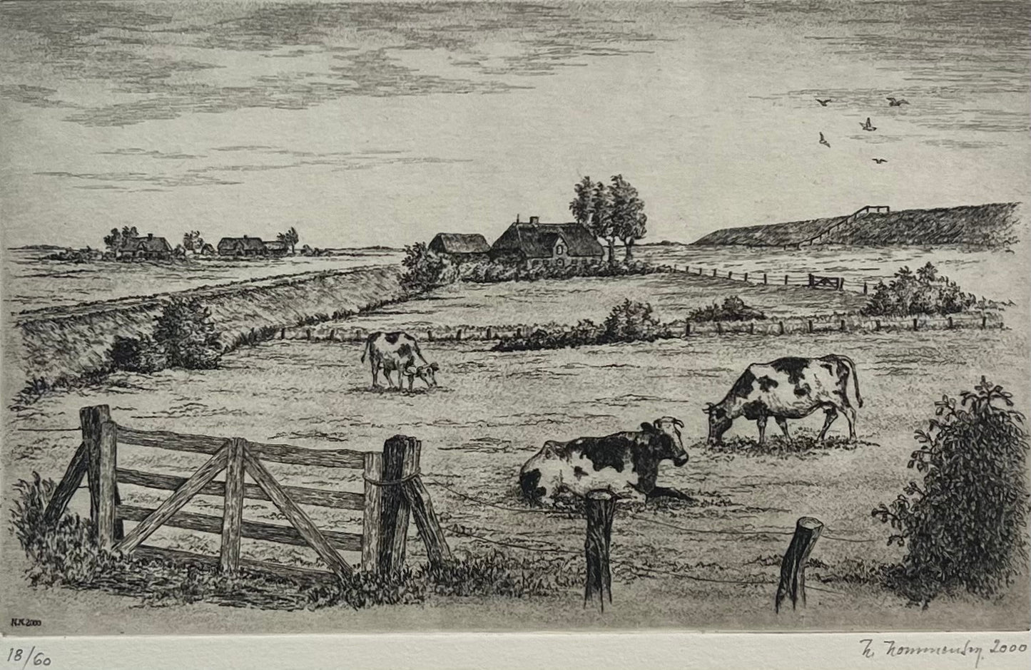 Nommensen, Niko, Nordfriesische Landschaft, 14,5 x 24cm, 18/60, Radierung