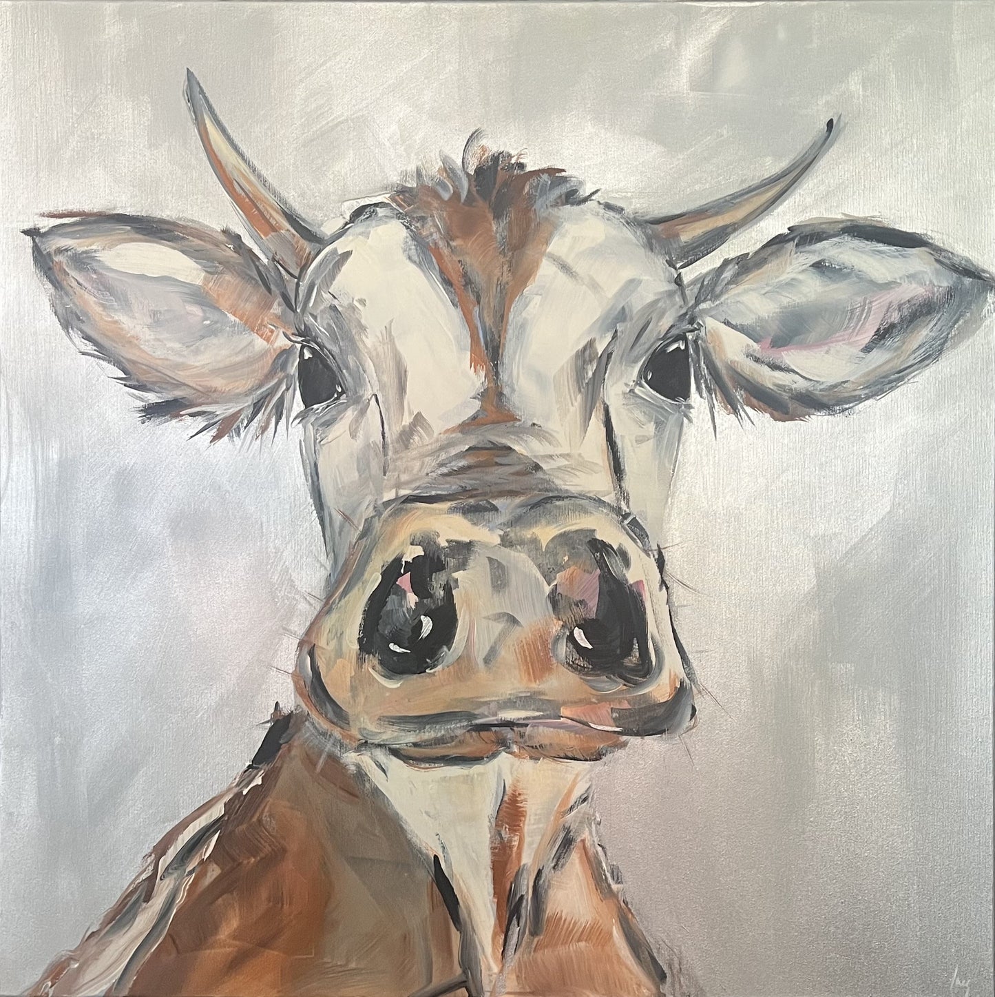 Ramm, Ines, Kuh "Paola", 80 x 80cm, Acrylgemälde