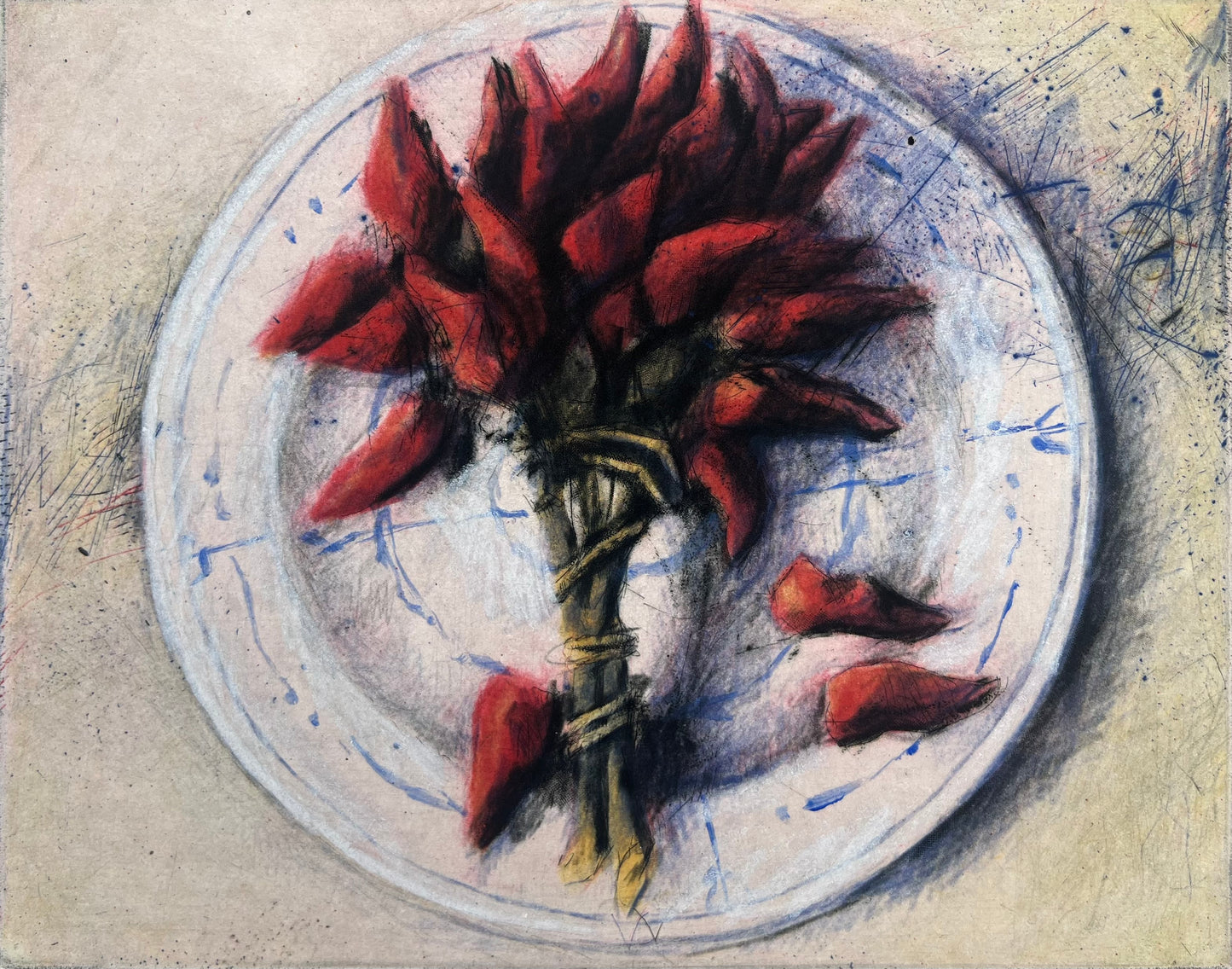Wever, Peter, Paprikabaum Teller, 19,7 x 24,7cm, 87/100, Radierung