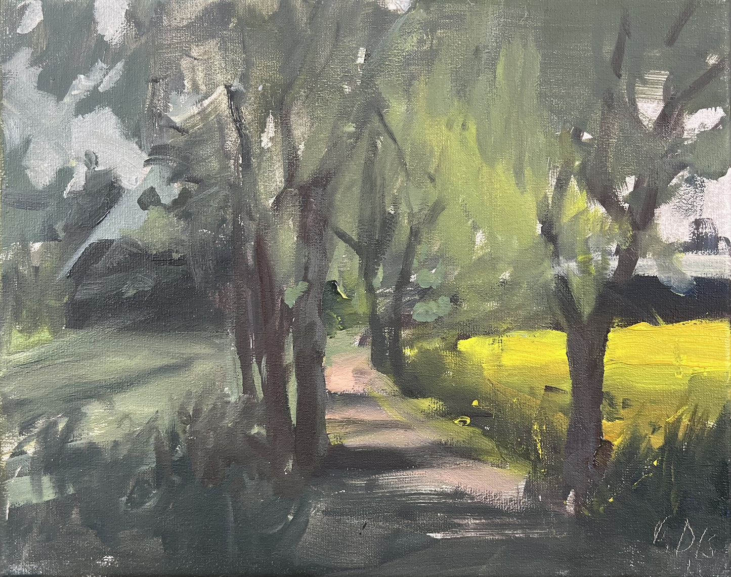 Petermann, Ulf, Allee, 2015, Öl auf Leinwand, 24 x 30 cm