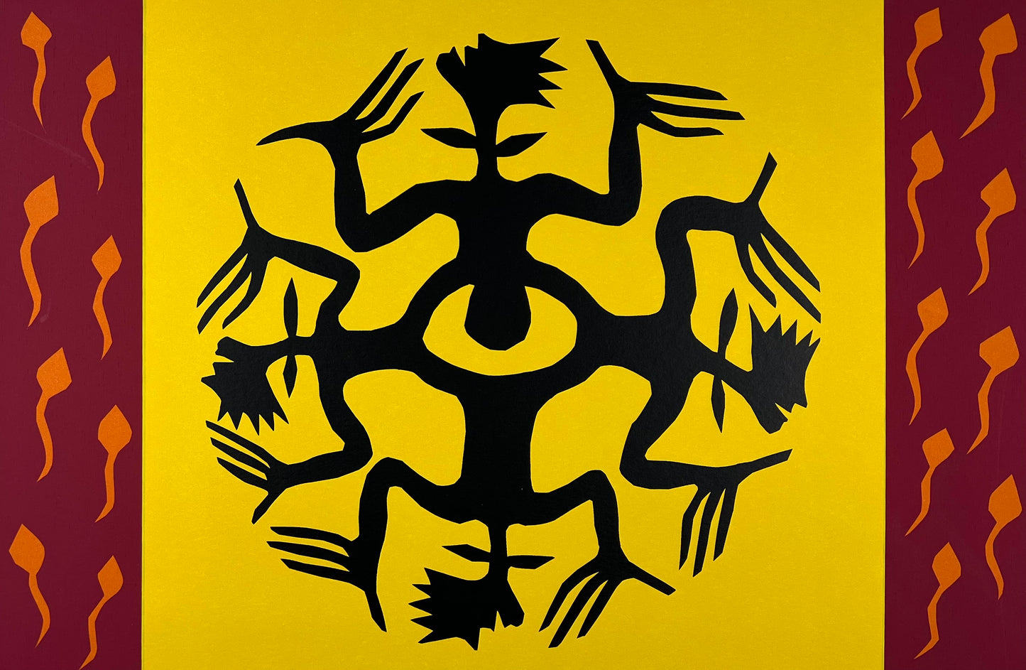 Rong, Ren, Pflanzenmenschen (gelb/rot), 31,5 x 48cm, 46/50, Siebdruck, 1999