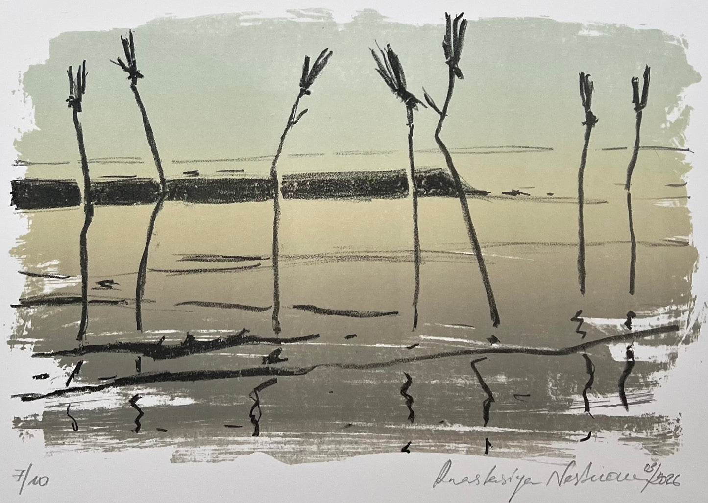 Nesterova, Anastasiya, Pricken, 23 x 35cm, 7/10, Lithographie, 2026