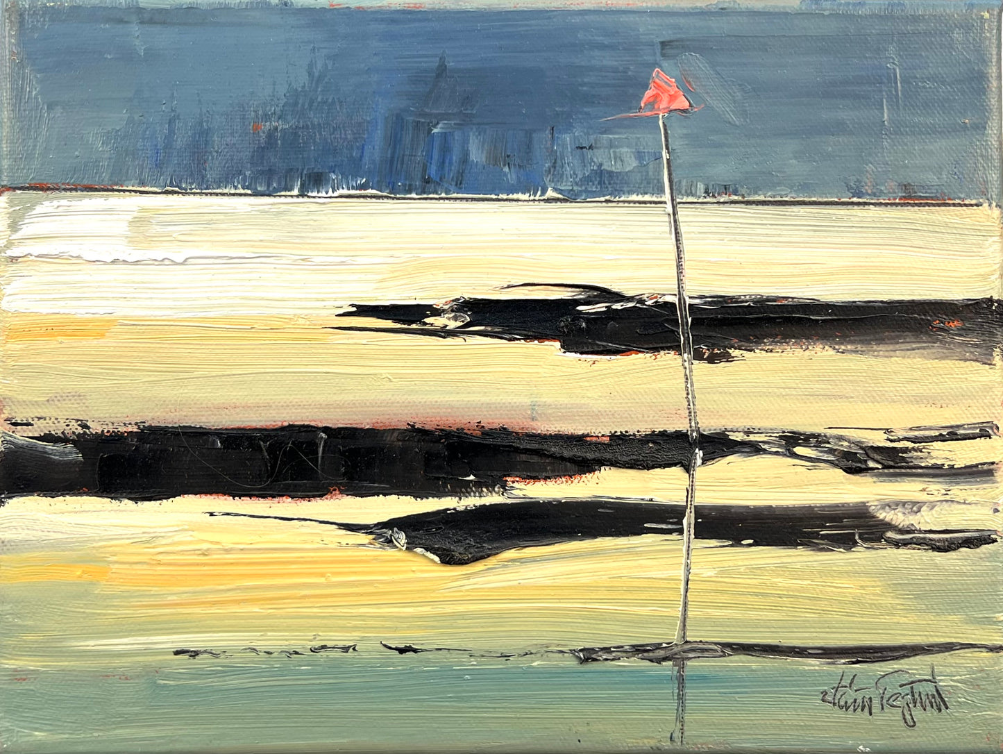 Tegtmeier, Claus, Priel und Zeichen II, 18 x 24cm, Öl auf Leinwand