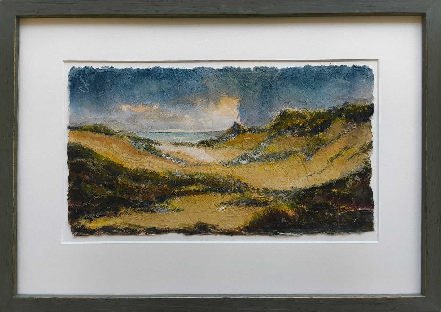 Radeloff, Jens, In den Dünen, Aquarell auf Japan, 19,5 x 35,5 cm