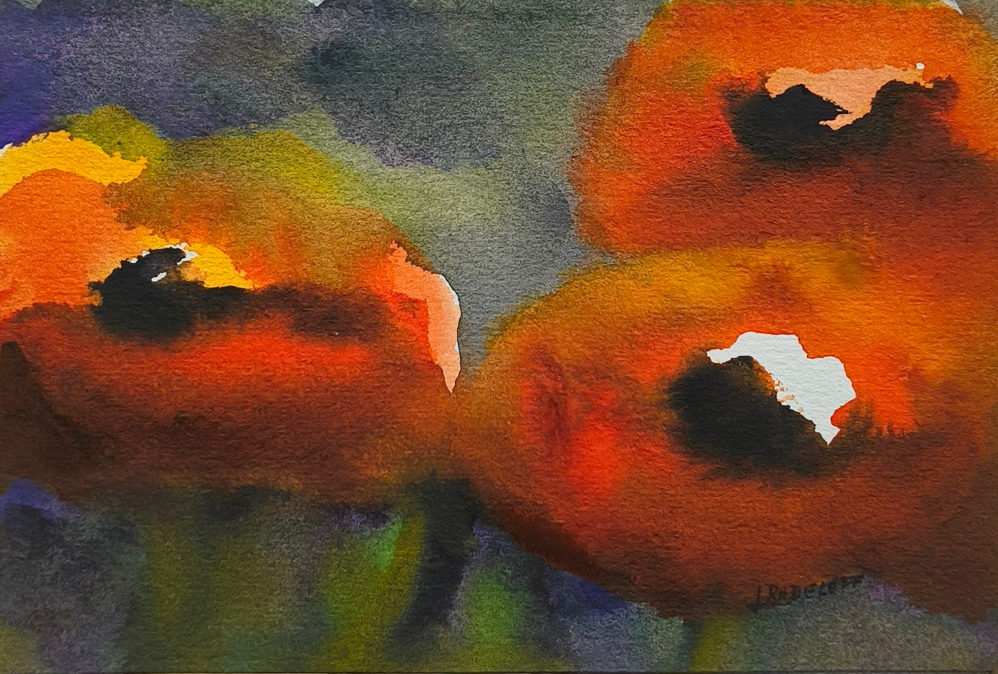 Radeloff, Jens, Mohnblumen, 10 x 15cm, Aquarell auf Japanpaier, kleines Format