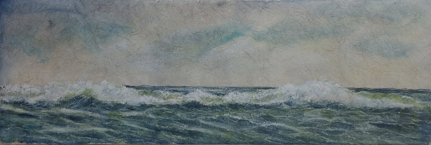 Radeloff, Jens, Wellentosen, Aquarell auf Japanpapier, 30 x 90 cm