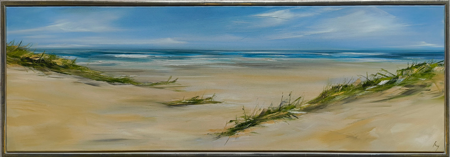 Ramm, Ines, Dünen am Meer, Öl auf Leinwand, 40 x 120 cm