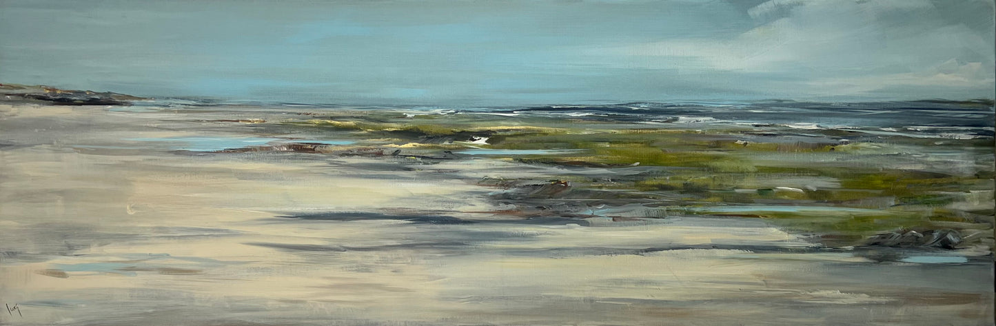 Ramm, Ines, Küstenstreifen, 2022, 40 x 120cm, Acryl auf Lw.