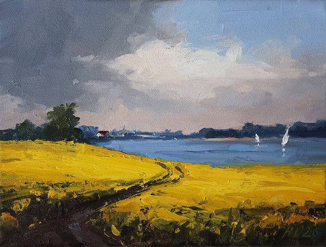 Petermann, Hanna, Raps an der Schlei II, 13 x 18cm, 2026, Öl auf Leinwand