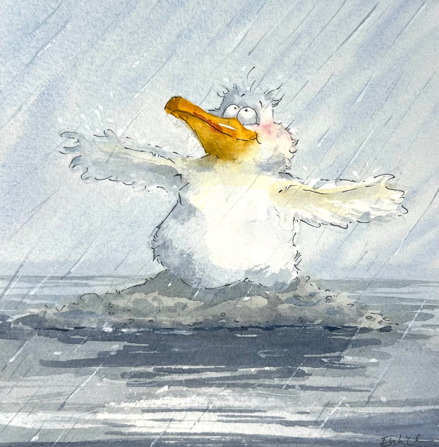 Entrich, Stephanie,Regen, 15 x 15cm, Aquarell