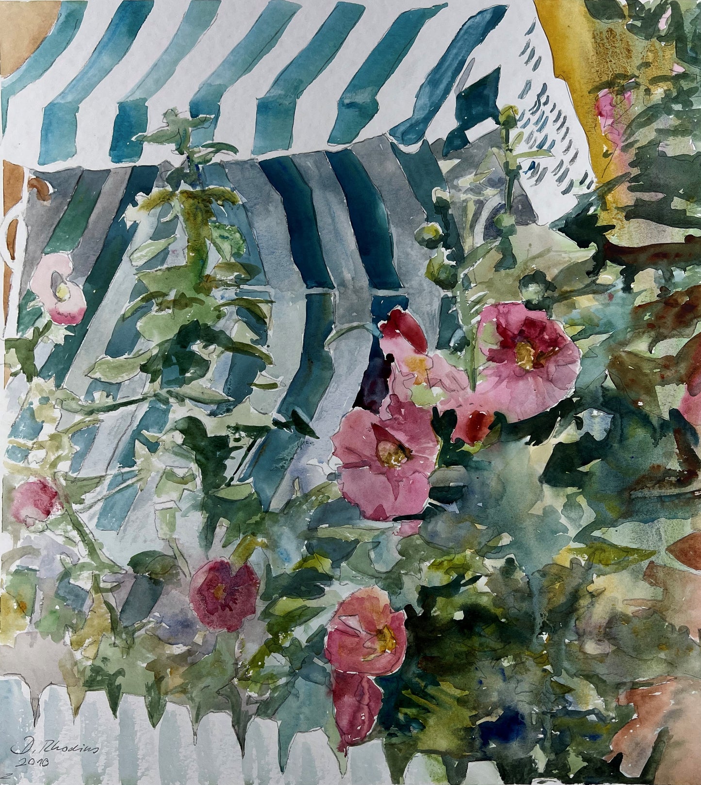 Rhodius, Detlef, Im Bauerngarten, 55 x 49,5cm, Aquarell, 2010