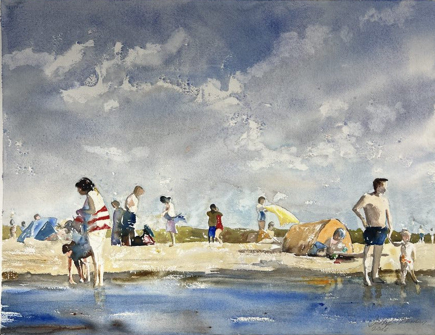 Rhodius, Detlef, Am Strand, 56 x 73cm, Aquarell, 2016