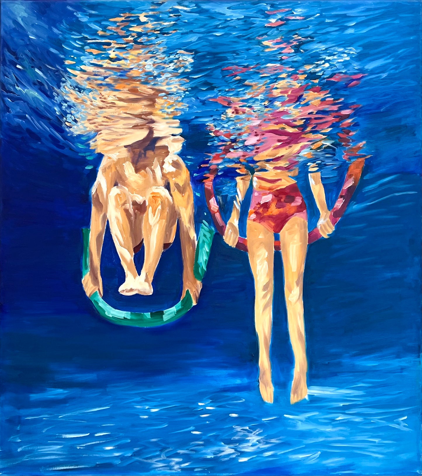 Linnenbrink, Peter, Seepferdchen I+II, 90 x 80cm, Öl auf Leinwand, Diptychon