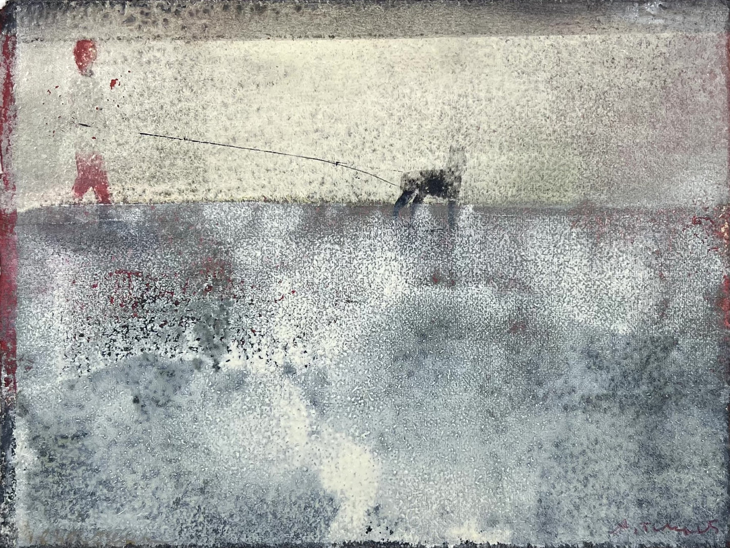 N+T, Nesterova und Tchepets, Spaziergänger, 14 x 19cm, Mischtechnik auf Papier