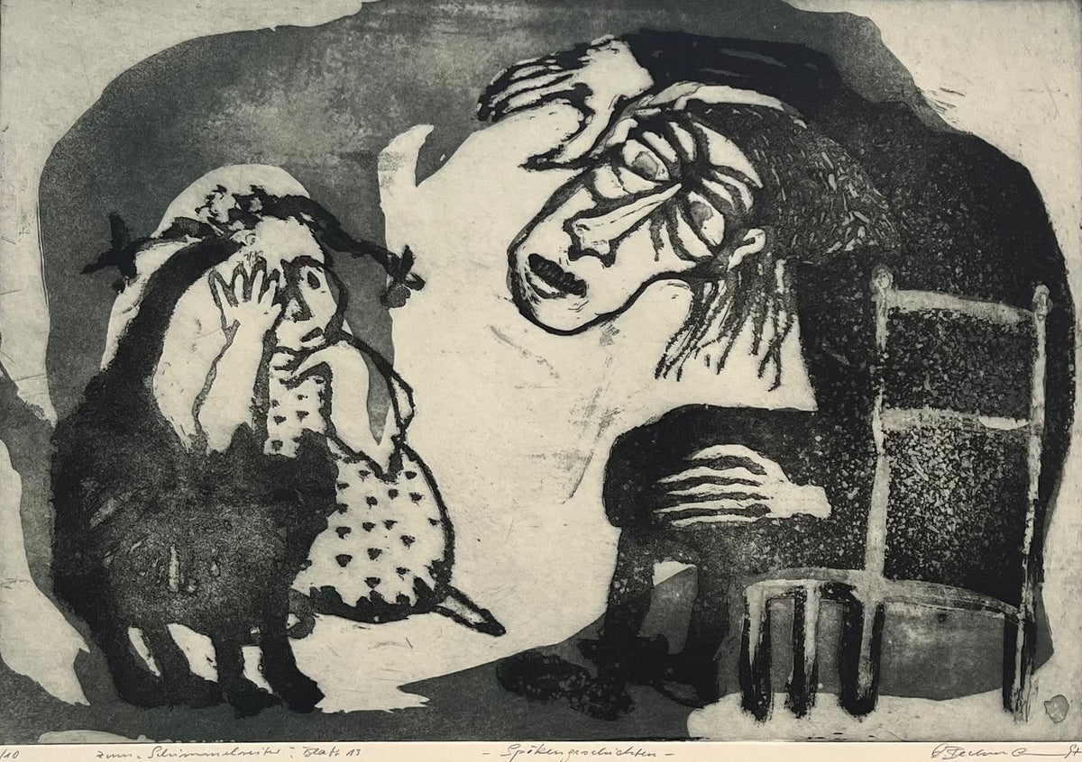 Beckmann, Otto, Spökengeschichten, 38,5 x 56cm, 1/10, Radierung, Blatt 13 aus der Schimmelreiter-Mappe
